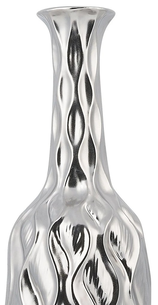 Vaso de cerâmica grés prateada 45 cm BASSANIA Beliani