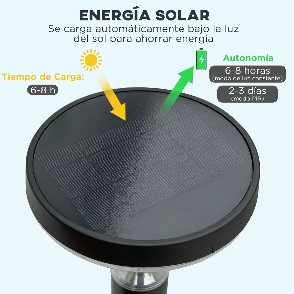 Candeeiros de Pé de Exterior Altura 91,5cm com Luz LED Solar Sensor Crepúsculo e Brilho Variável Conjunto de 2 Candeeiros de Jardim IP44 para Pátio Pa