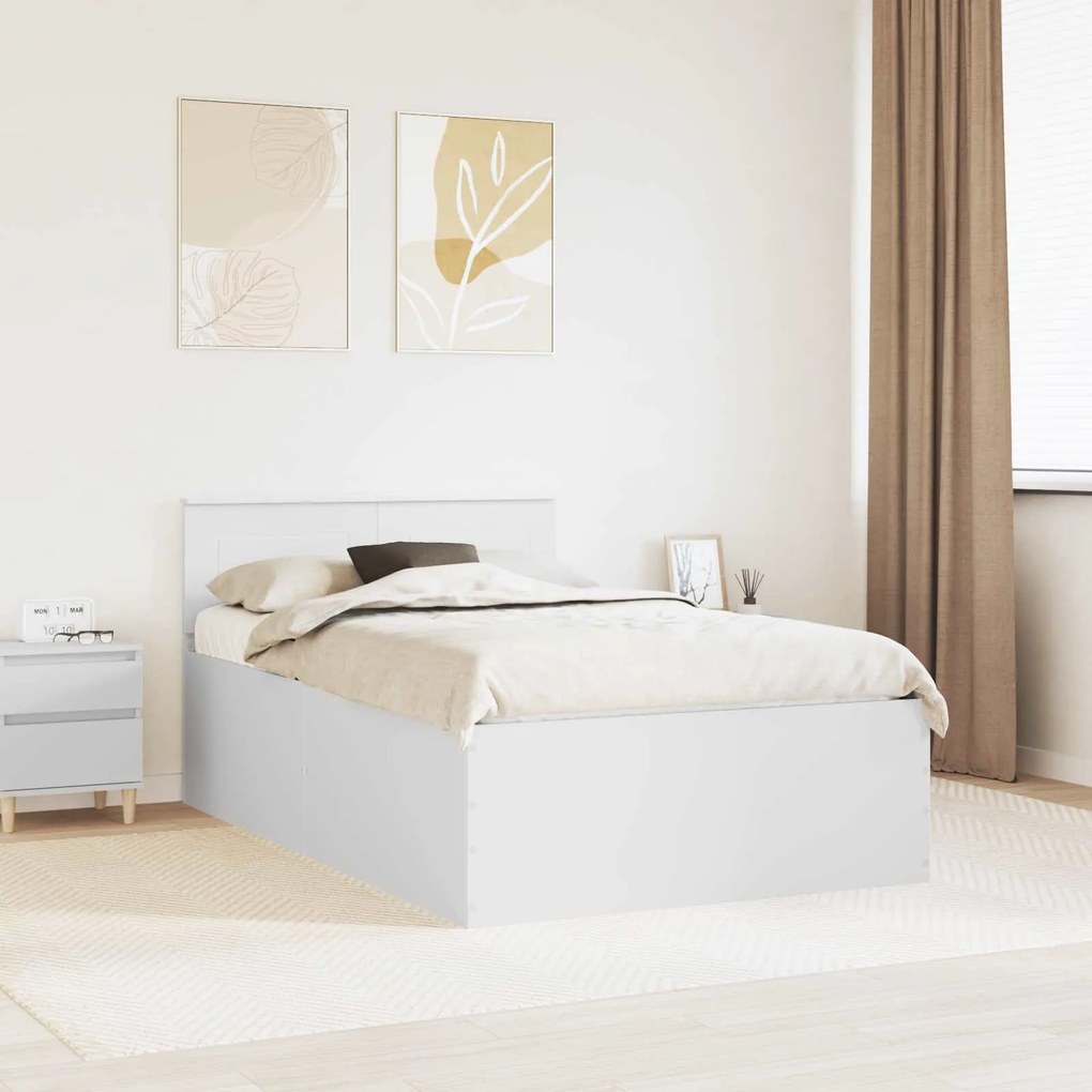 vidaXL Estrutura da Cama Branco 120 x 190 cm Madeira processada