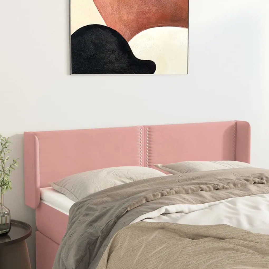 3118681 vidaXL Cabeceira de cama c/ abas veludo 147x16x78/88 cm rosa