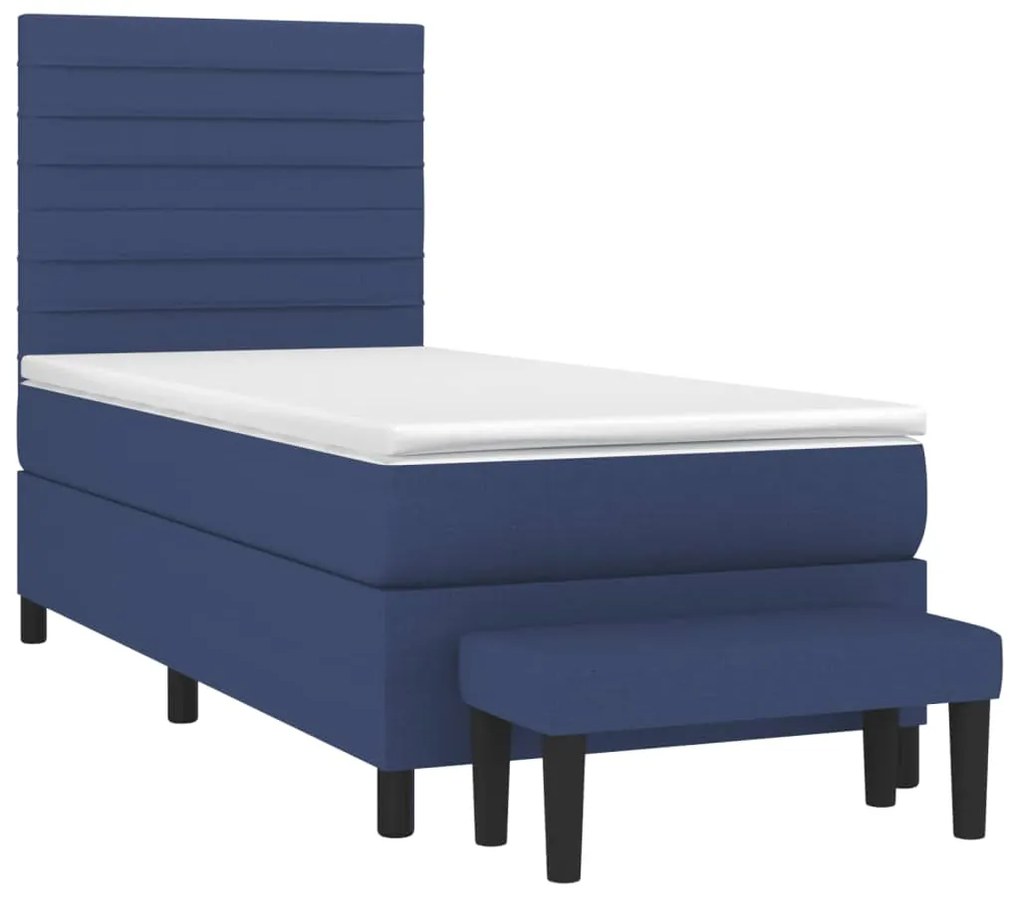 Cama com molas/colchão 80x200 cm tecido azul