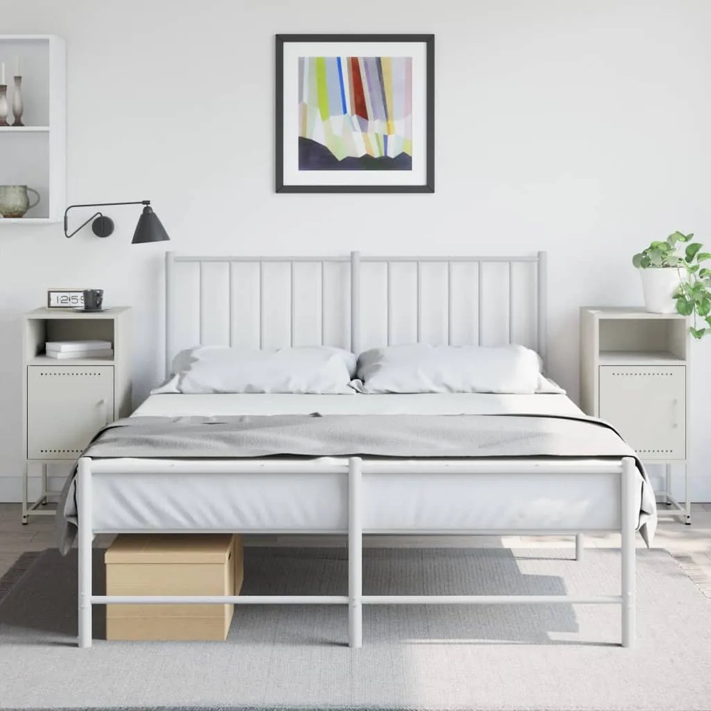 vidaXL Mesas de cabeceira 2 pcs 36x39x78 cm aço branco