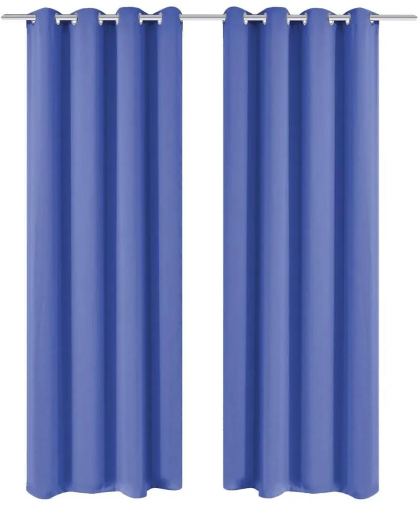 Cortinas blackout 2 pcs com ilhós de metal 135x245 cm azul