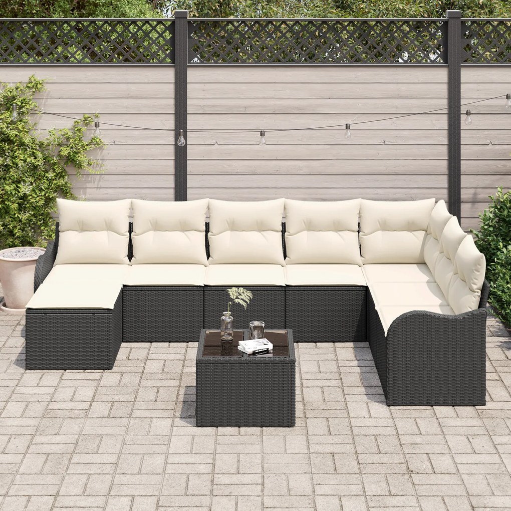 Conjunto de Sofá de Jardim vidaXL de 8 peças com Almofadas Rattan Poli