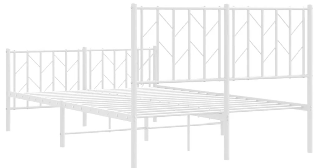 Estrutura de cama com cabeceira e pés 120x200 cm metal branco