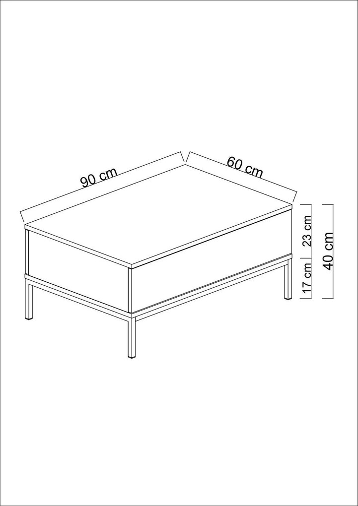 Mesa de Centro Lord – Branco e Dourado – 90x40x60 cm