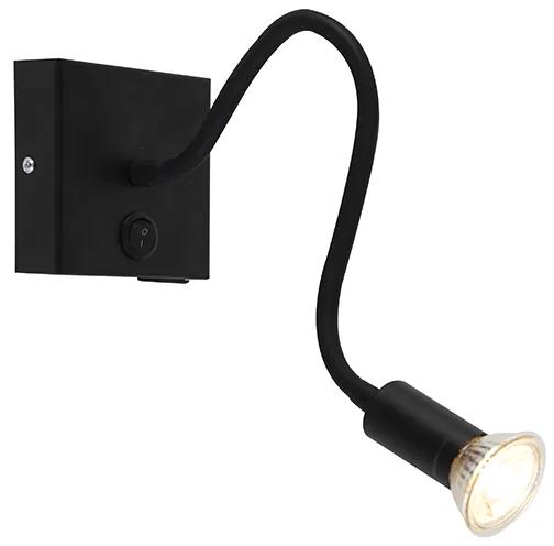 Candeeiro de parede flexível moderno USB preto - Zeno Moderno