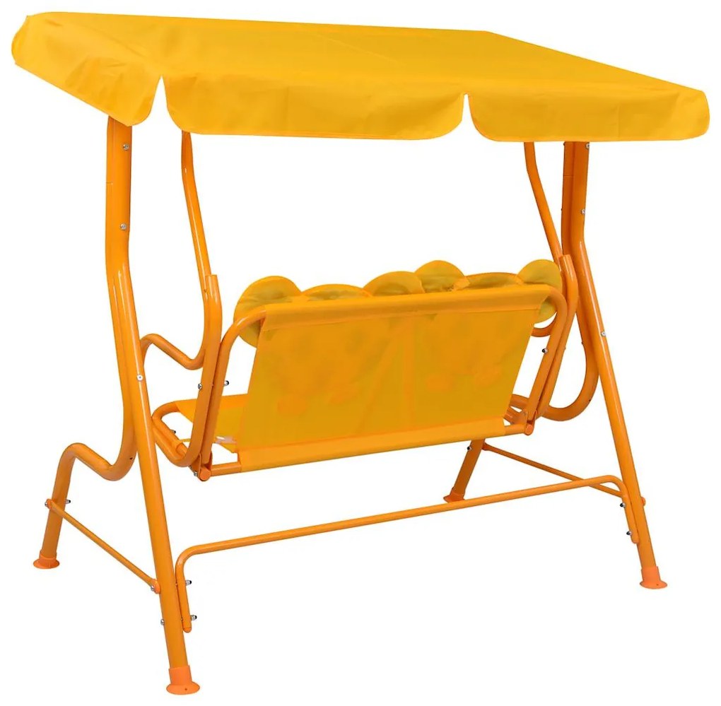 Banco de baloiço para crianças 115x75x110 cm tecido amarelo