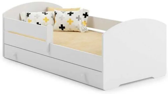 Cama infantil Luk 140x70 com gaveta branca - colchão e estrado incluído