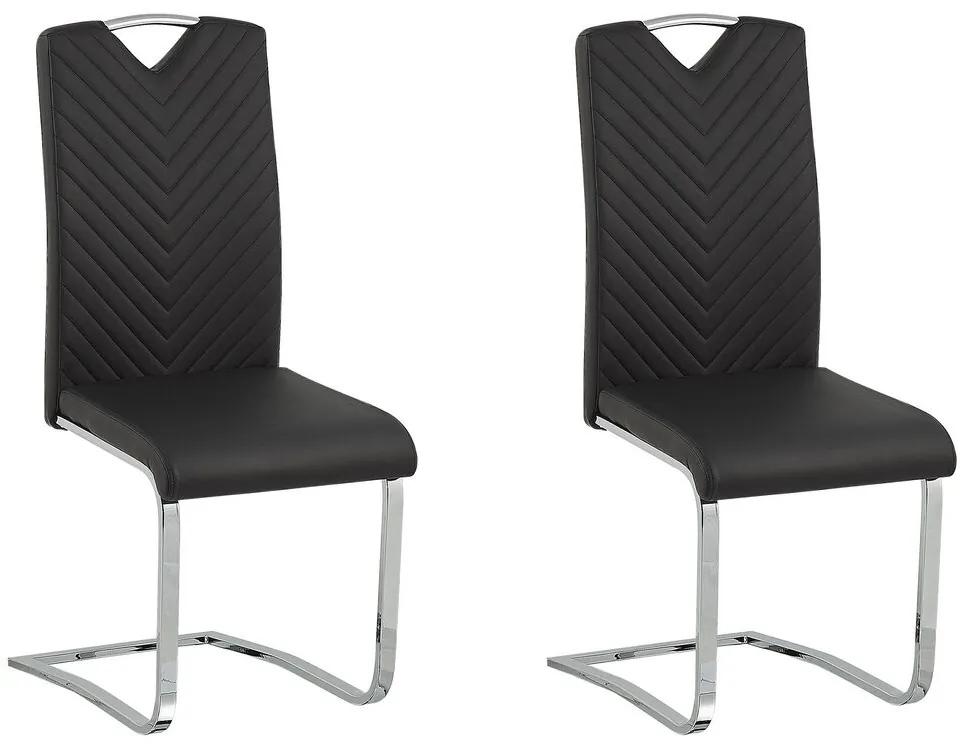 Conjunto de 2 cadeiras de jantar em pele sintética preta PICKNES Beliani