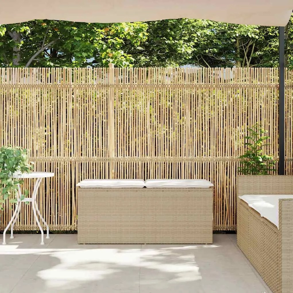 Banco de jardim com almofadão 110x40x44 cm vime PE bege
