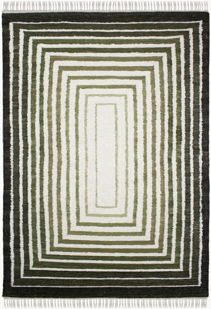 Tapete de lã bouclé artesanal de tecelagem plana Frame