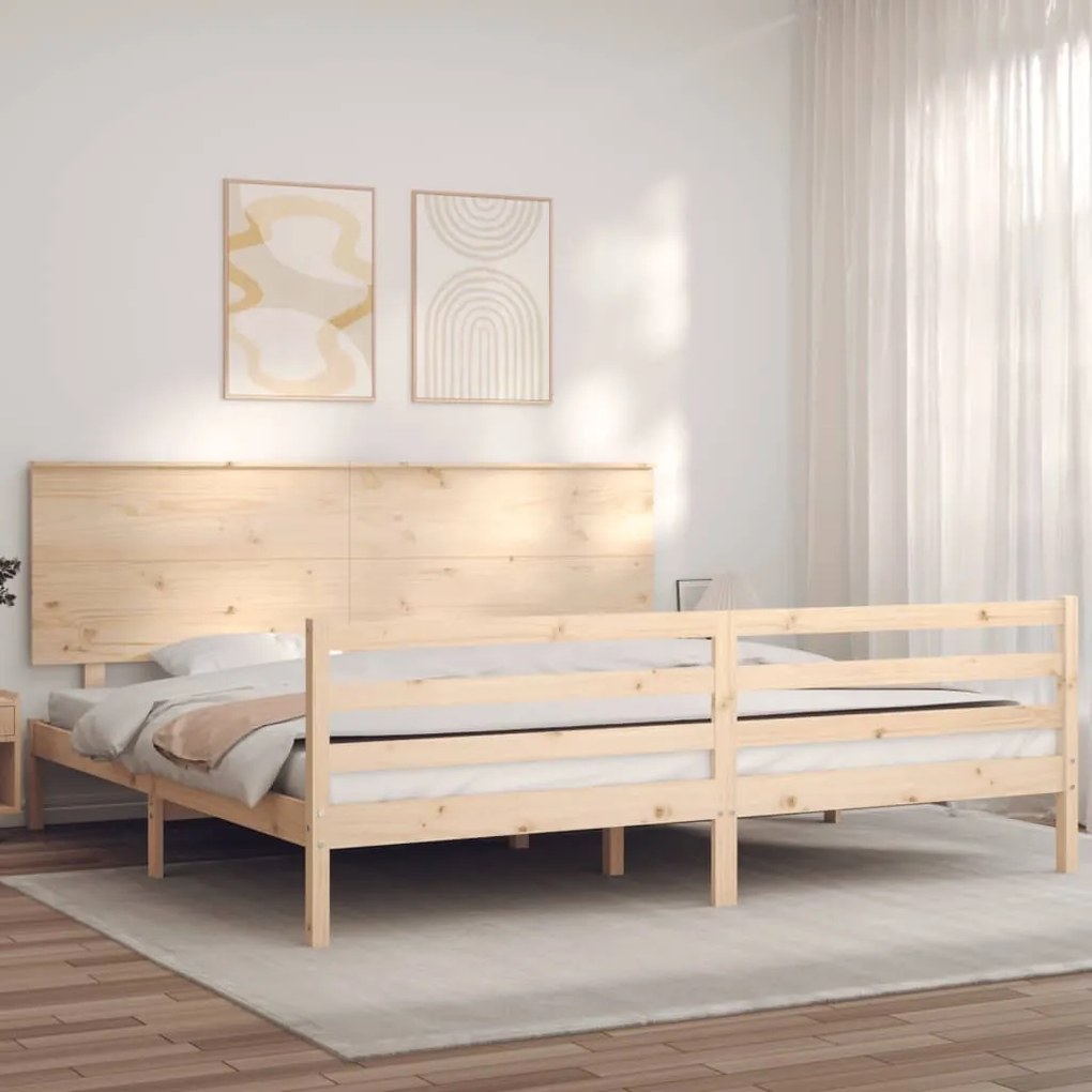 Estrutura de cama Super King Size com cabeceira madeira maciça