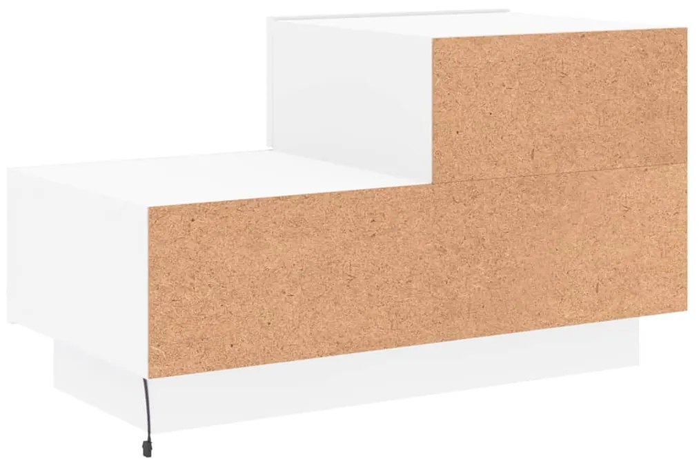 Mesa de cabeceira com luzes LED 70x36x40,5 cm branco