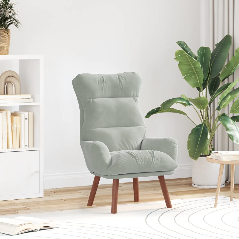 vidaXL Cadeira Relaxante Veludo Cinza Claro