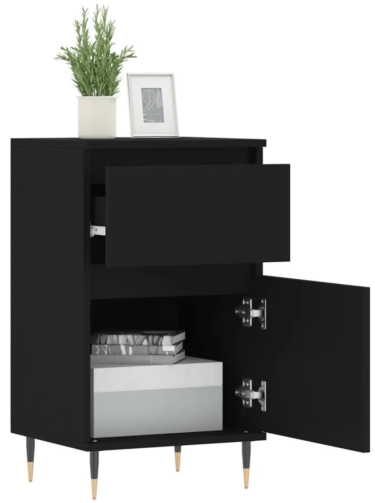 Aparadores 2 pcs 40x35x70 cm derivados de madeira preto