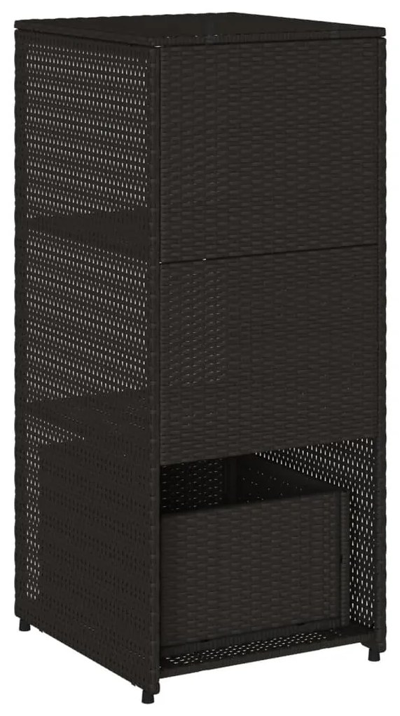 Armário de arrumação para jardim 50x55x115 cm vime PE preto