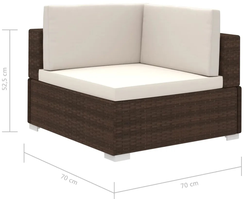 12 pcs conjunto lounge jardim c/ almofadões vime PE castanho