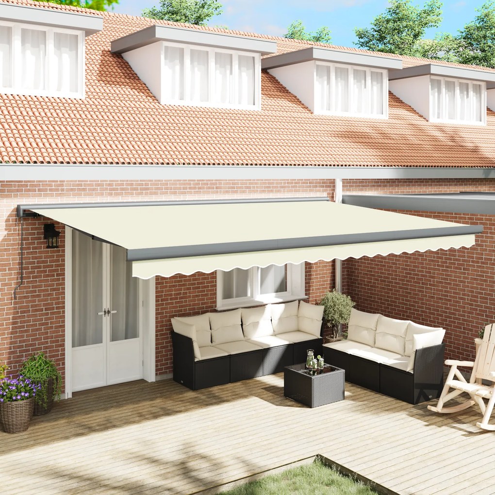 vidaXL Toldo Retrátil Manual Creme 500x300 cm