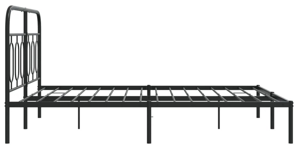 Estrutura de cama em metal com cabeceira 150x200 cm preto