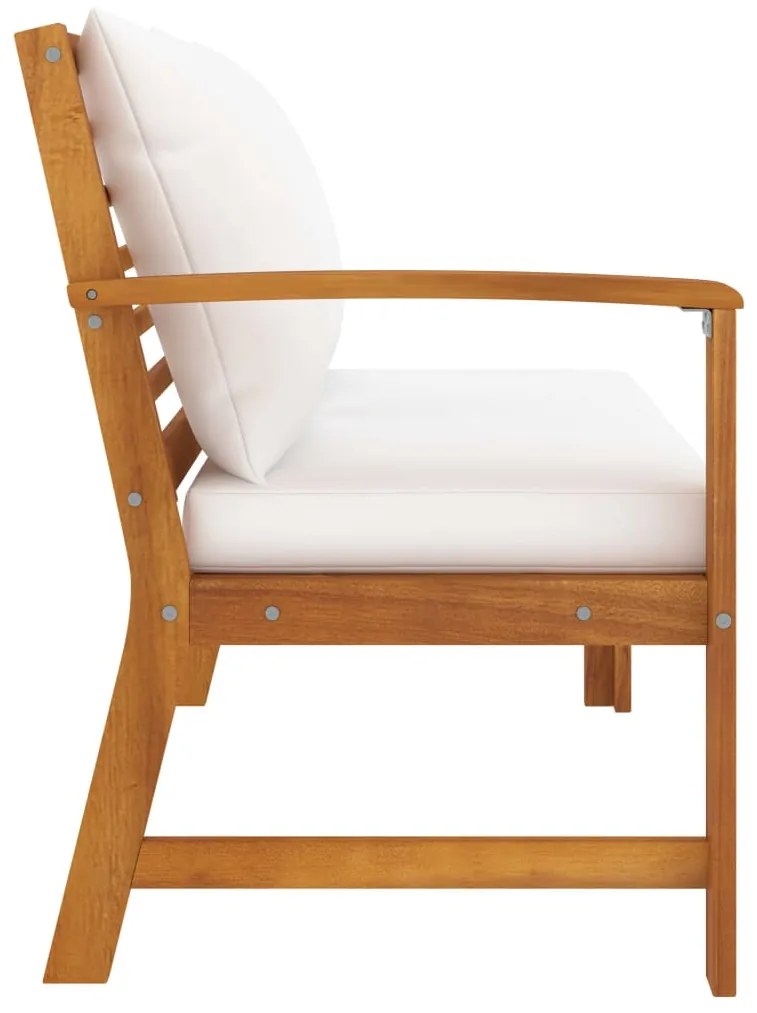 Banco de jardim 114,5 cm com almofadão cor creme acácia maciça