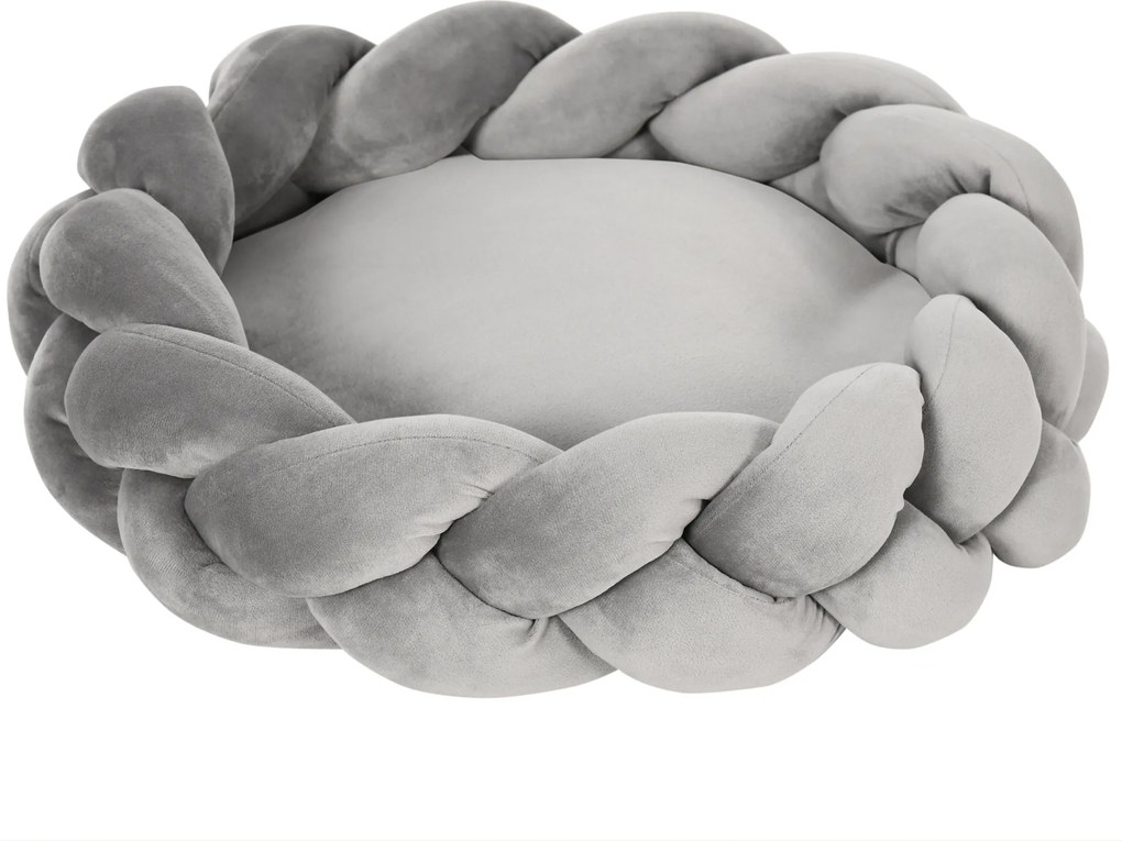 Cama para animais estimação Pequenos Lavável Cama para Animais de Estimação Redonda com Almofada Independente 55x55x14 cm Cinza