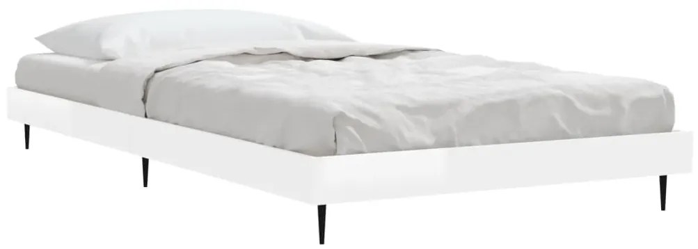 Estrutura cama 90x200 cm derivados de madeira branco brilhante