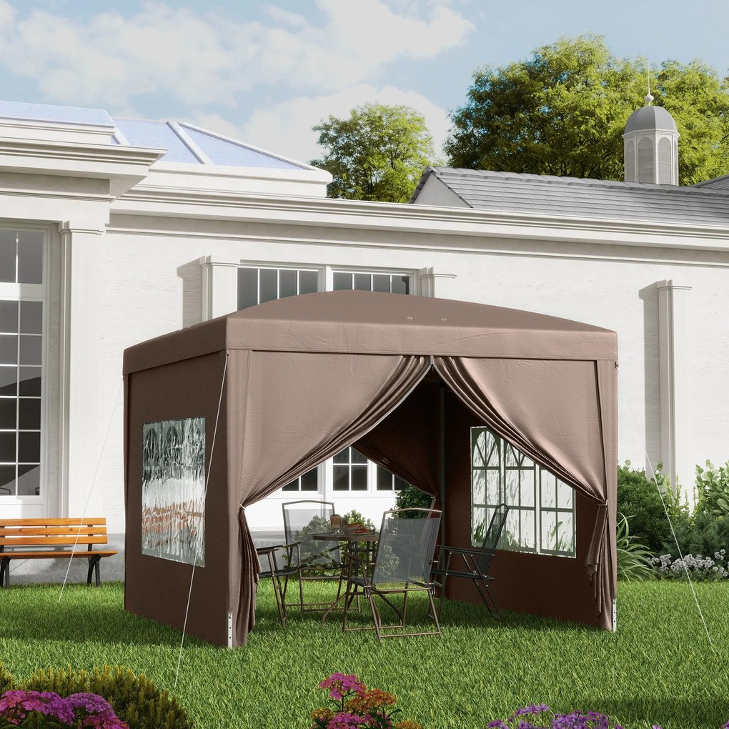 Tenda de Jardim com Paredes Laterais Amovíveis Janelas Porta com Fecho
