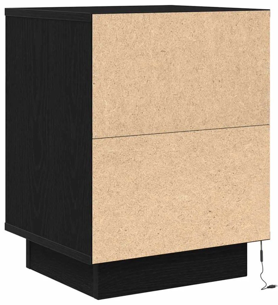 Mesas cabeceira c/ luzes LED 2 pcs 38x34x50 cm preto