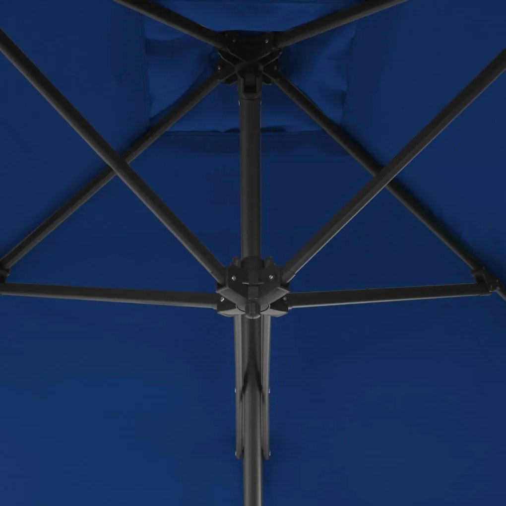 Guarda-sol de jardim com poste de aço 300x230 cm azul
