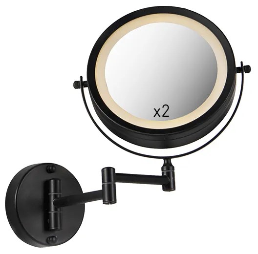 Espelho de casa de banho de design preto com LED regulável IP44 - Vicino Moderno