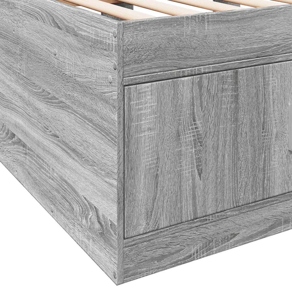 Sofá-cama com gavetas sem colchão 100x200 cm cinzento sonoma