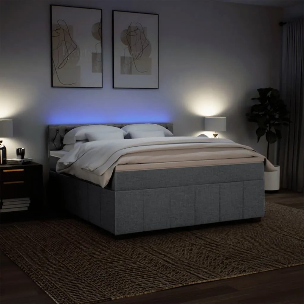 Cama com molas/colchão 180x200 cm tecido cinzento-claro