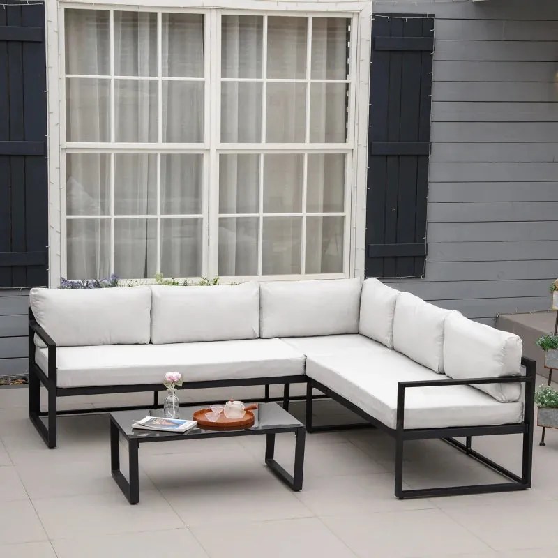 Conjunto de Jardim Jamilla - 2 Sofás e 1 Mesa de Centro - Design Moder