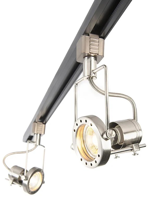 LED Calha monofásica inteligente preta com aço incl. 3 WiFi GU10 - Iconic Suplux Moderno