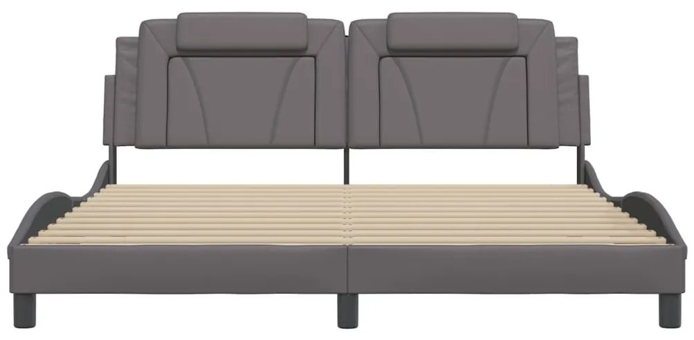 Estrutura cama c/ cabeceira 180x200cm couro artificial cinzento