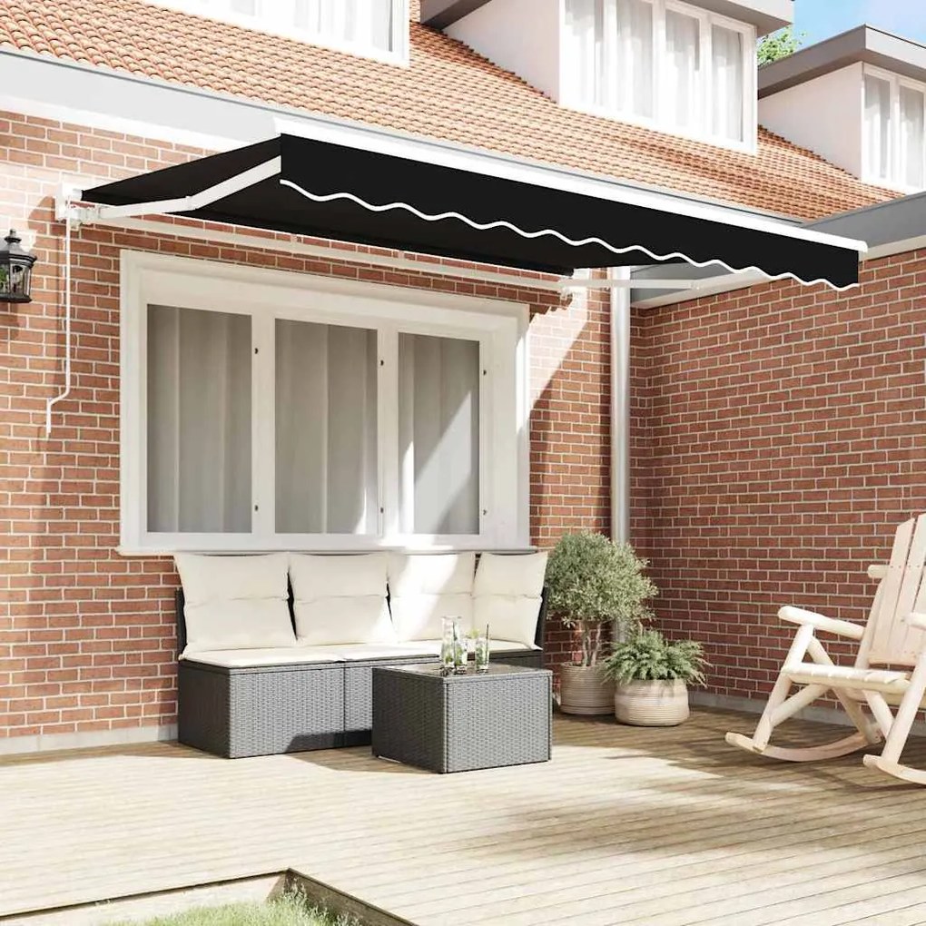 Toldo Retrátil Manual Preto 350x200 cm