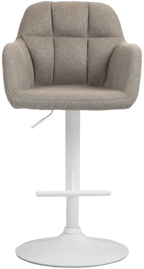 Banco de bar Natoma em tecido com estrutura branca 97-118 x 57 x 59 cm Castanho acinzentado