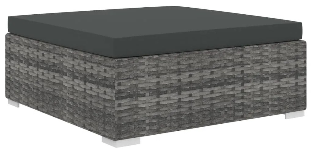 11 pcs conjunto lounge de jardim c/ almofadões vime PE cinzento