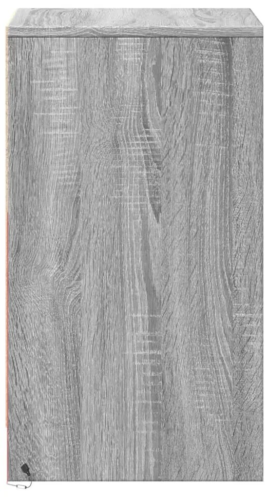 Mesa cabeceira c/ luzes LED derivados madeira cinzento sonoma