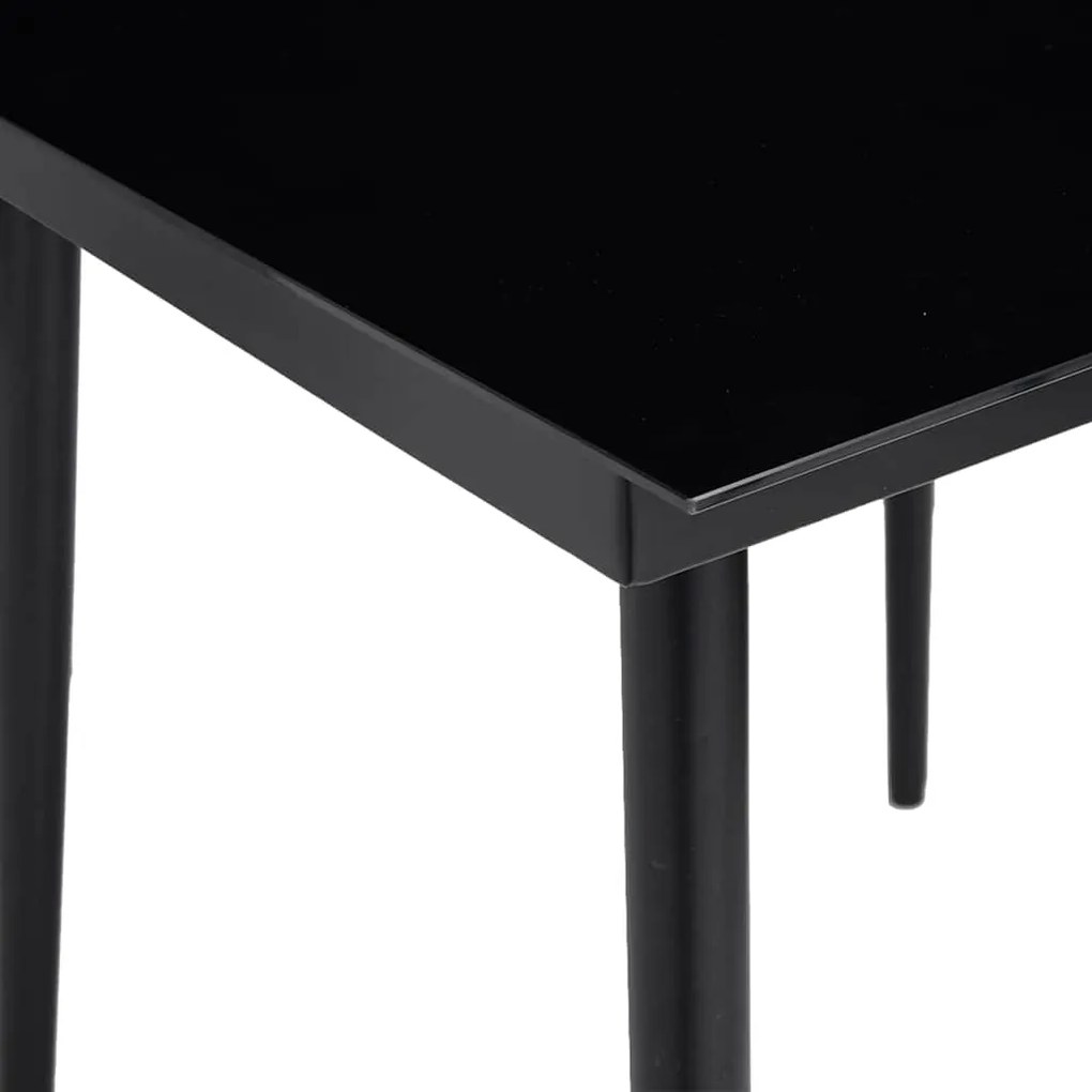 Conjunto de jantar jardim 5 peças almofadas vidro vime PE preto