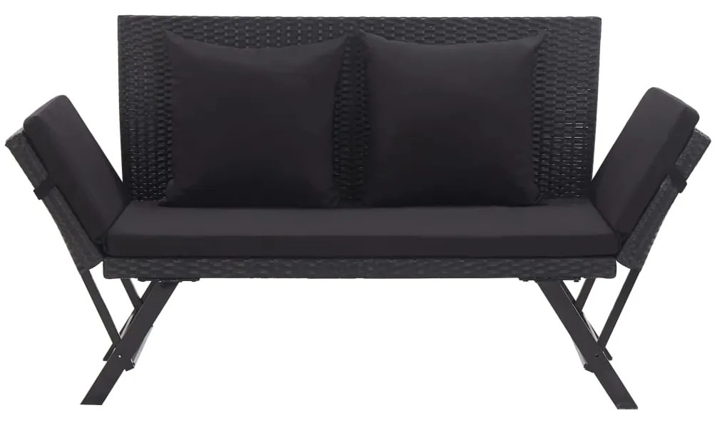 Banco de jardim c/ almofadões 176 cm vime PE preto