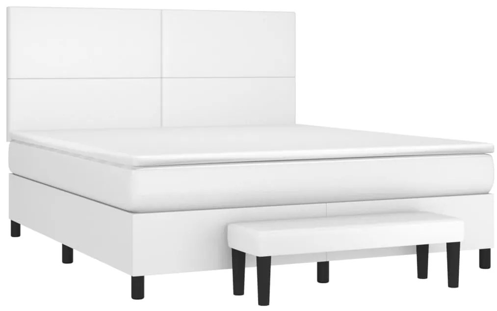 Cama com molas/colchão 180x200 cm couro artificial branco