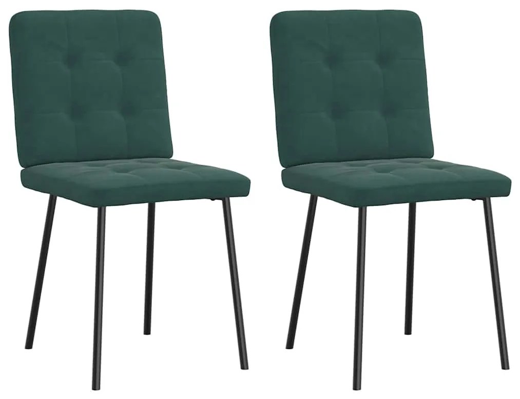 Cadeiras de jantar 2 pcs veludo verde-escuro