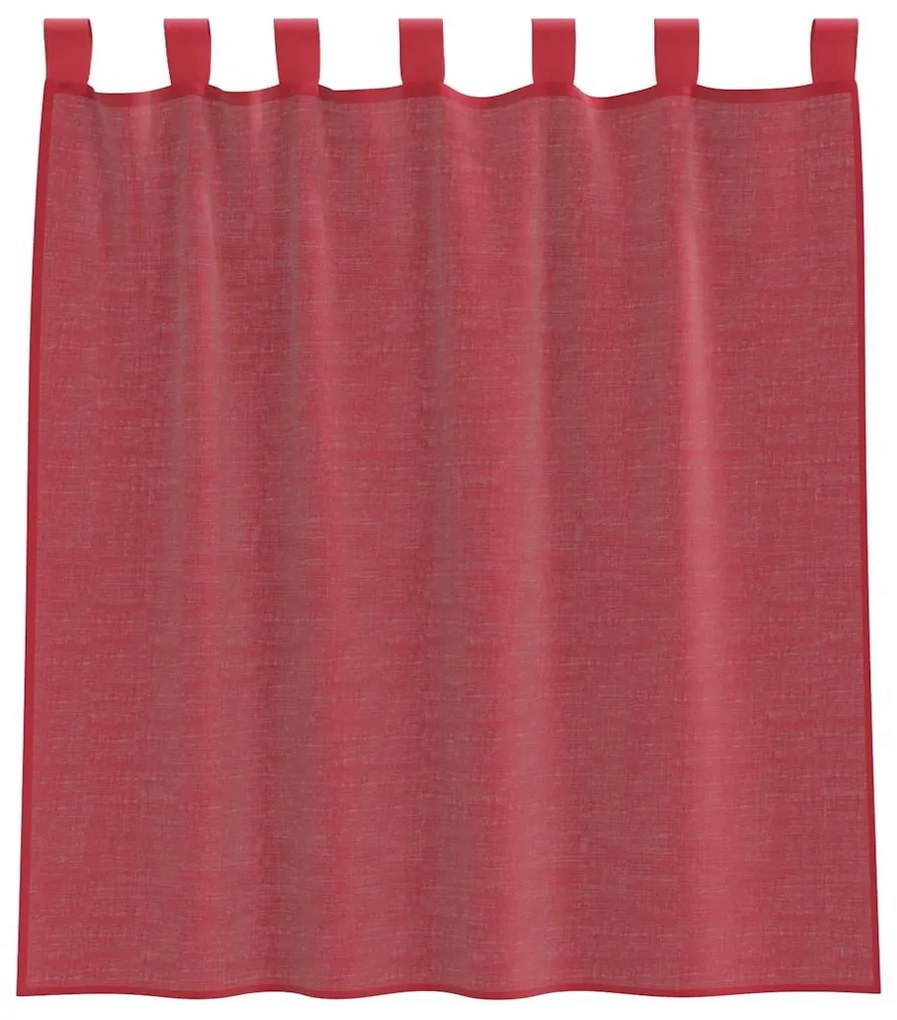 Cortinas de voile com bolsos para varão 2 pcs vermelho tinto