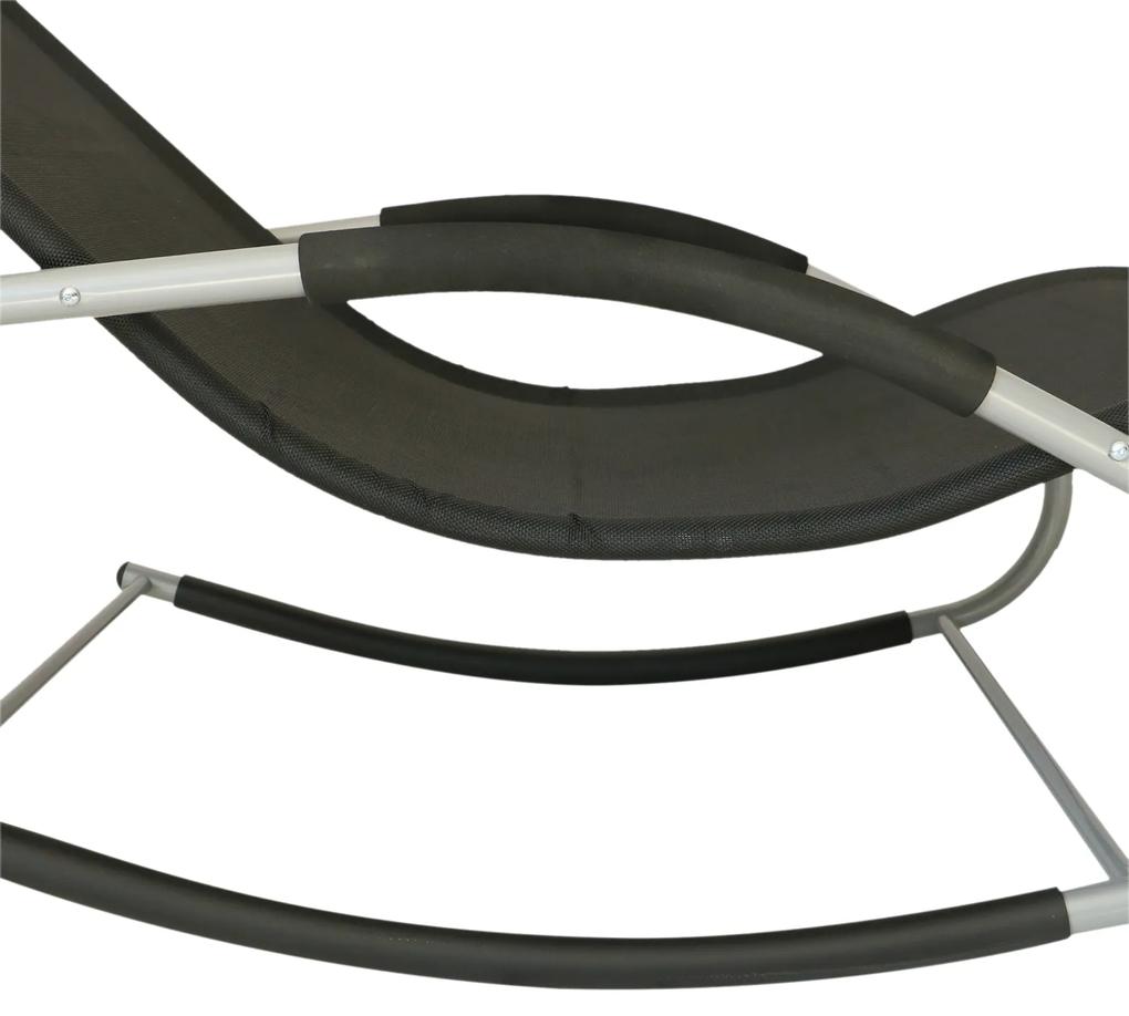 Cadeira de Balanço do Jardim  com Travesseiro Armação de Aço do Textilene cor Preto 148x63x85cm