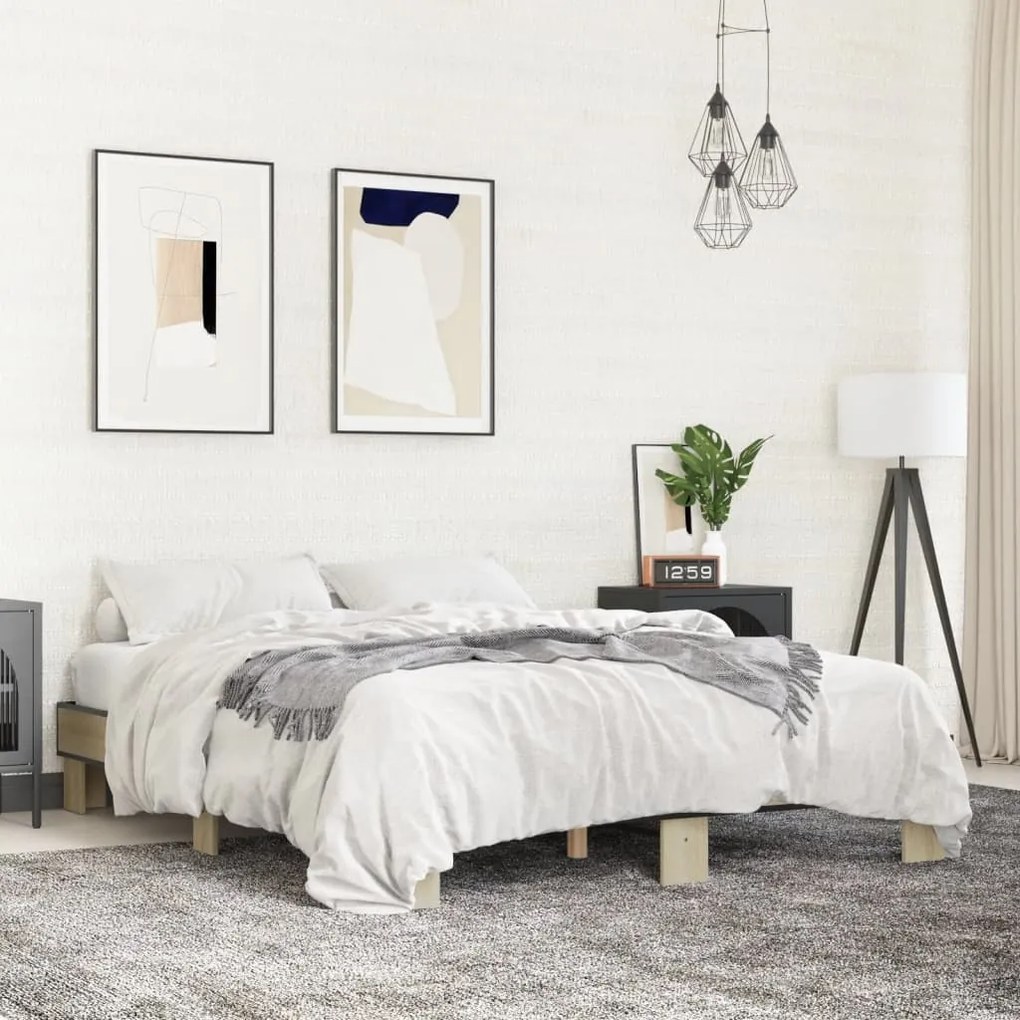 vidaXL Estrutura de cama 150x200 cm derivados madeira/metal