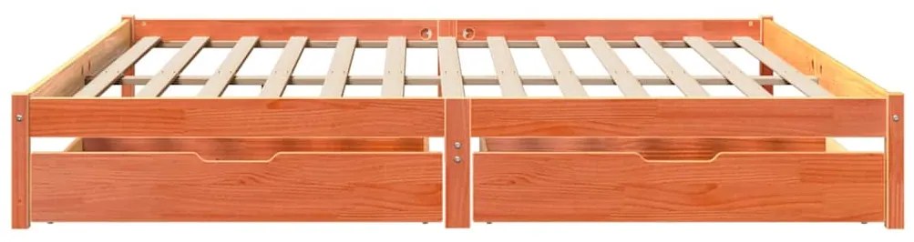 Cama sem colchão 200x200 cm pinho maciço castanho-mel