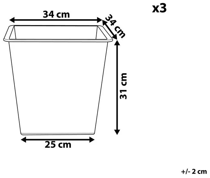 Conjunto de 3 vasos 34 x 34 x 31 cm pretos BALZO Beliani