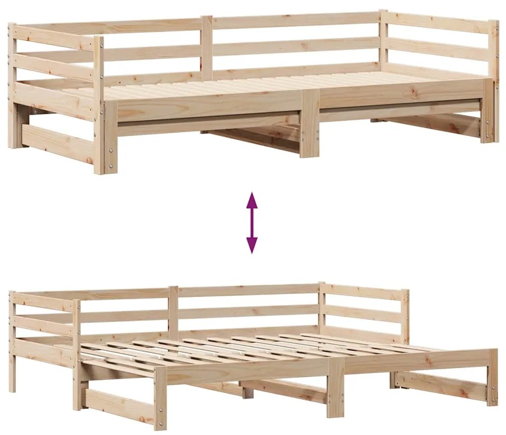 Sofá-cama com gavetas 90x200 cm madeira de pinho maciça